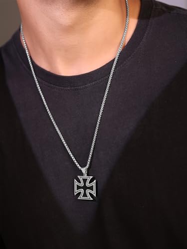 Image of Urban Tag Collection | Stainless Steel Pendant Chain Necklace For Men And Boys | Silver and Black Colour | Anniversary Birthday Gifts