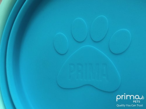 Prima Pet Expandable/ Collapsible Silicone Food & Water Travel Bowl With Clip For Small & Medium Dog And Cat, Size: 1.5 Cups (5.1 Inch Diameter Bowl) (Aqua) #TOP6