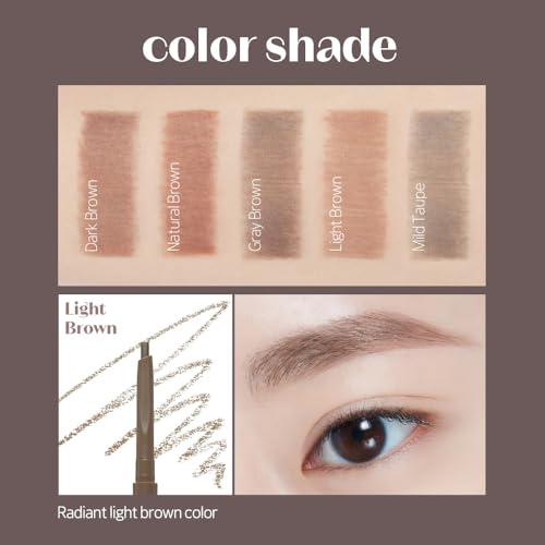 Image of ETUDE Bare Edge Brow Pencil, Eyebrow Pencil, Slim 3D Hexagon, Natural Looking, Korean Makeup, Beauty, Light Brown (0.003 Ounce)