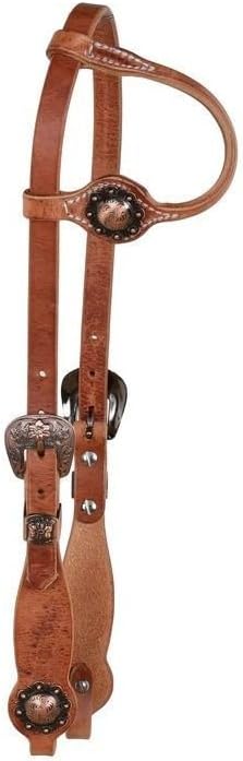 Berlin Custom Leather Headstall Hermann Oak Floral Copper Berry H358