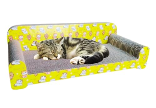 PSK PET MART Cat Scratching Board Couch – Sofa Shaped Cat Scratcher Lounge Bed with Mat, Cat Corrugated Paper Cardboard PSK PET MART Cat Scratching Board Couch – Sofa Shaped Cat Scratcher Lounge Bed with Mat, Cat Corrugated Paper Cardboard