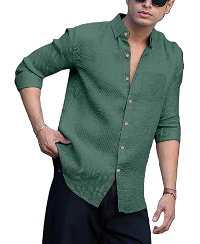 Image of Zilcon Cotton Bland Shirt Collar Half Sleeve Regular Fit Casual Shirt for Man| Cotton-Linen Type Casual Shirt for Men | Casual Wear Shirts for Men