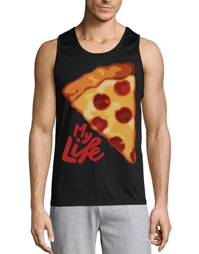 Débardeur homme noir en coton Pizza is My Life pour un style décontracté