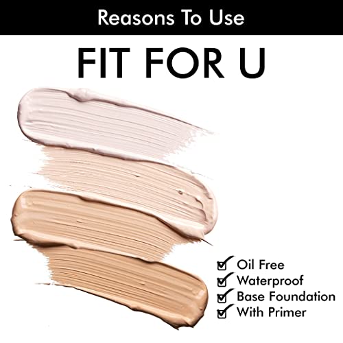 Image of Colors Queen Fit For U Oil Free Foundation with Primer - Ivory, 50 ml | Long Lasting & Waterproof, Medium to Full Coverage, Weightless Matte Finish | Liquid Foundation for Face Makeup