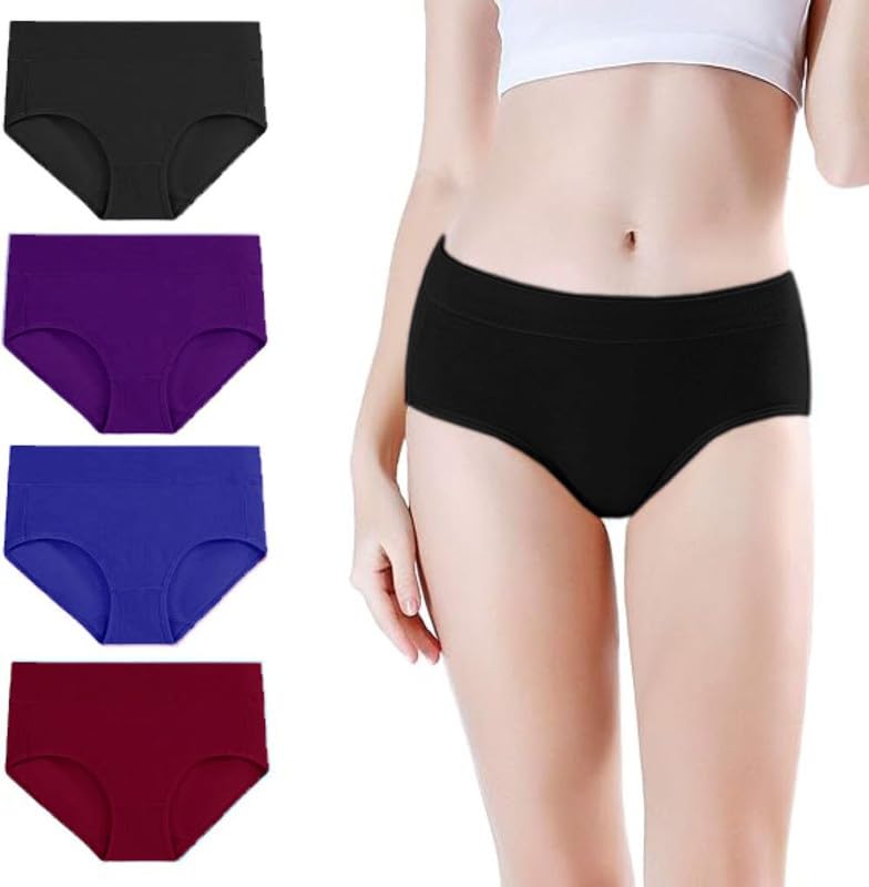diving deep Women's Cotton Underwear, Mid Waist Full Coverage Underpants, Post Partum Briefs Panties for Women Multipack-4-picture-53
