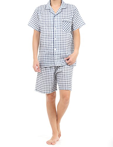 [ギフツオブブリリアンス] パジャマ メンズ ガーゼ 紳士用 コットン 男性 半袖 夏 (M, ネイビー) PJ_1879