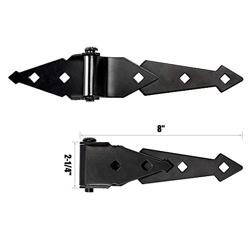 Home Master Hardware 8 Inch Heavy Duty Strap Gate Hinges Shed Storage Gate Barns Tee Hinges With Screws Black 4 Pack #TOP3