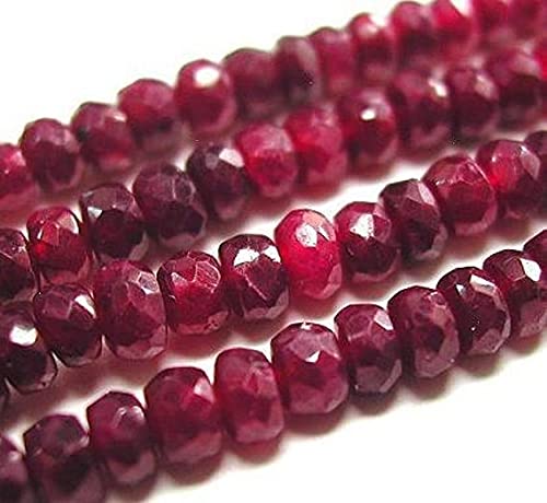 LKBEADS Red Ruby Beads 8 Pieces 7mm Natural Precious Loose Faceted Gemstones Strand