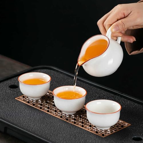 Image of Liang baobao Mini Porcelain Cup Set of 4 Ceramic Small Sample Cup Chinsee Gongfu Tea Ice crack Glaze Cups 2.5oz (White)