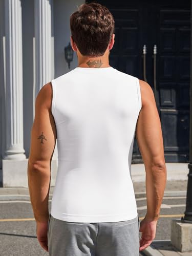 Runcati Mens Athletic Compression Shirts Sleeveless Workout Tank Top Slimming Body Shaper Vest Sports Base Layer Undershirt3