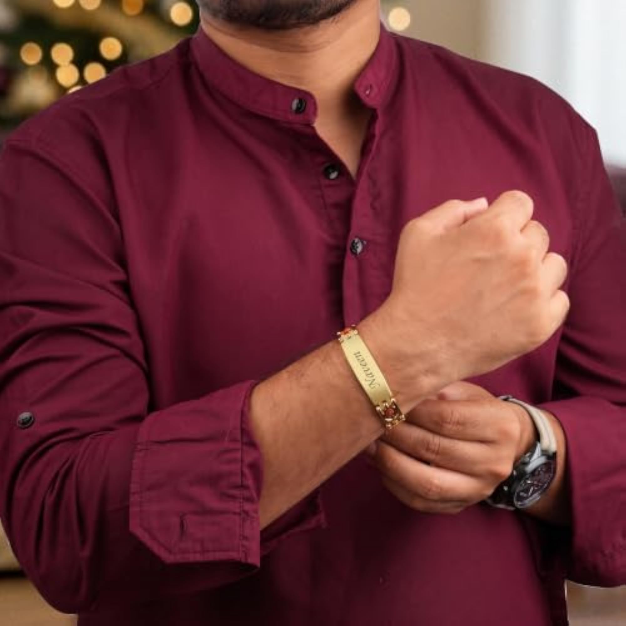 Personalized Rudra Bandhan Rakhi Bracelet with Rudraksha Beads