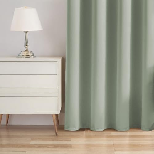Image of LINENWALAS 100% True Blackout Curtains for Window (6 Feet) - Set of 2 | Matte Finish Complete Light Block | Thermal Insulated & Noise Reducing Room Darkening Curtains | UV Protection (Sage Green)