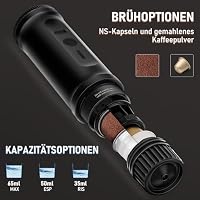 ICARE Tragbare Kaffeemaschine mit Akku, 2-in-1 für Kapseln und Gemahlenen Kaffee, Kaffeemaschine to Go mit Tragetasche und Halterung, Tragbare Espressomaschine für Camping, Auto, Reisen und Büro – Ansicht 2