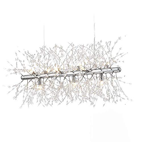 Lustre rectangulaire en fer industriel doré pour grand salon