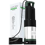 LANCHEZ Tauch-Druckpumpe 4 inox, 1100W Tauchdruckpumpe, 6300 l/h Fördermenge, Förderhöhe max. 47 m, integrierte Trockenlaufsicherung für Tiefer Schacht, vertikaler Schacht, Gartenarbeit