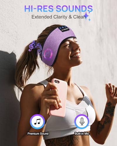 Image of LC-dolidaBluetooth Headband, Headband Headphones Wireless Earphones Built in Speakers for Side Sleepers, Sleeping Headphones Sleep Earbuds Gifts for Men Women Kids Teens