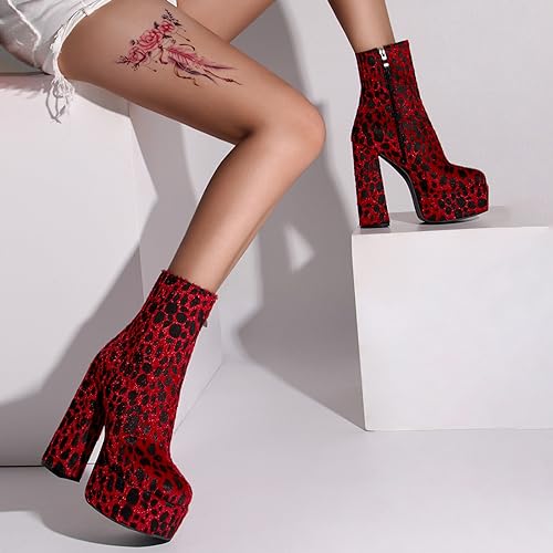 Bottes de mode pour femmes à plateforme de 14cm et talon épais - 4