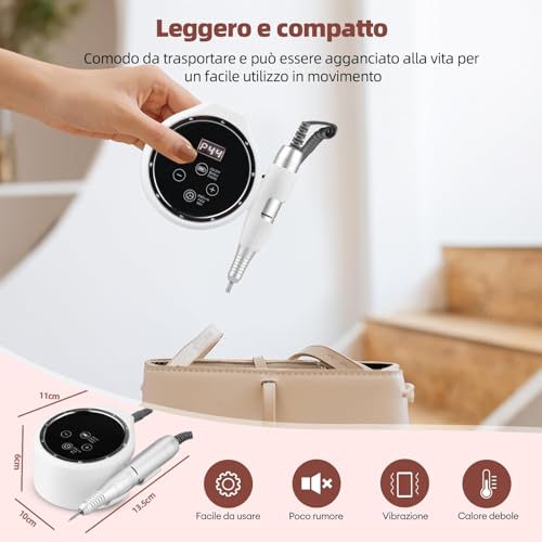 CkeyiN Pro Elektrische Nagelfräser Professionelle 35000RPM,Wiederaufladbare Elektrische Nagelfeile 7 in 1,mit LCD-Display Nagelfräser für Gelnägel Acrylnägel,Maniküre Pediküre Set,für Salon