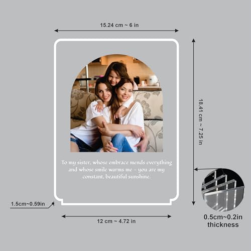 Image of Giftplease Personalised Rakhi Gift for Sister - Custom Acrylic Photo Collage Frame with Wooden Base, Meaningful Raksha Bandhan Keepsake, Personalized Memory Display for Siblings, Tabletop Decor