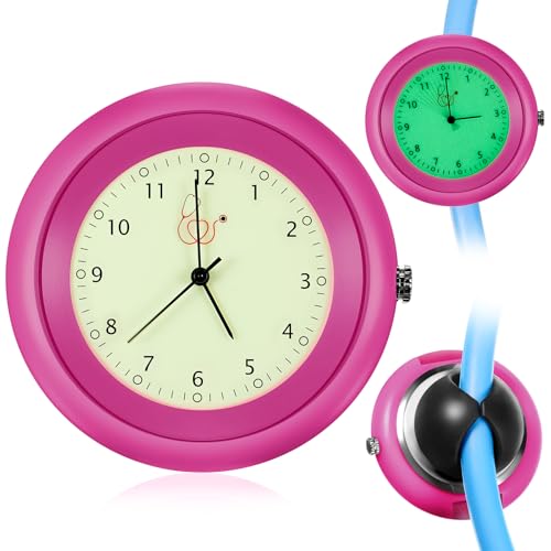 Dansydaisy 1 Pcs Glow in The Dark Stethoscope Watch Nurse Gift Clip on Pocket Clock with Second Hand 2025 CNA Week Appreciation Accessories for Doctor Clinic Staff (Raspberry)
