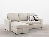 Abbyson Living Newton Sectional Sofa Bed - Upholstered, Reversible Chaise, Pull Out Couch, Beige