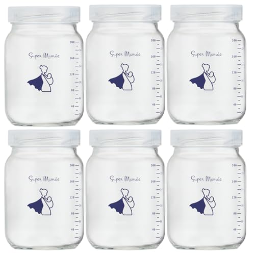 Kit com 6 Potes de Vidro para Armazenar Leite Materno 200ml Super...