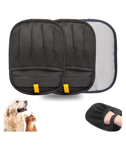 Image of 2 Pcs Cat Hair Remover from Clothes, Pet Hair Removal Glove for Dogs and Cats, Efficient Fur Removal Tool for Sofa Bed and Clothing, Black (2pcs(Black) A)