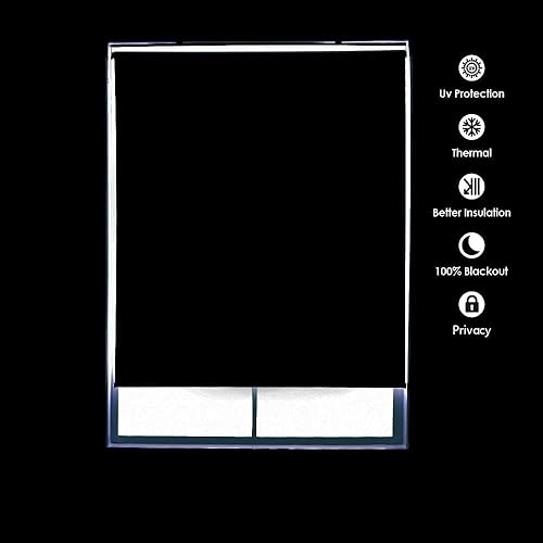 Miniatura 4 de ALLBRIGHT Persianas enrollables clásicas 100% opacas sin cordones para ventanas, sistema de resortes, con protección UV, aislamiento térmico,