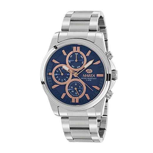Reloj Marea Analógico Multifunción para Hombre B54128/4 con Armis de Acero y Esfera Azul y Rosegold