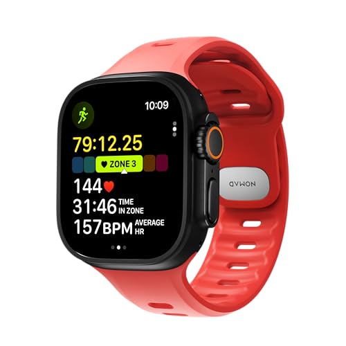 NOMAD Tempo Slim Bracelet de sport étanche pour Apple Watch 49 mm, corail, 49 mm, Moderne