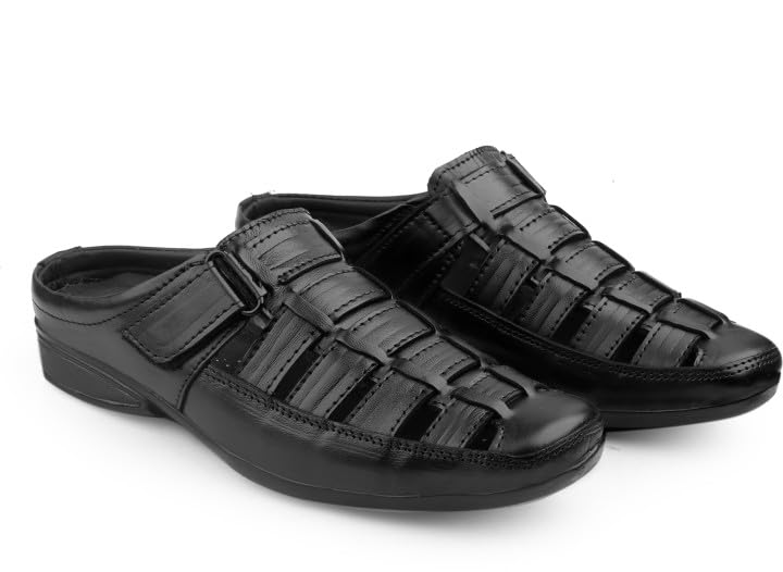 100% pure leather Closed Toe Sandals, Buckle Strap Mule Style, Casual Slip-On Footwear-picture-30