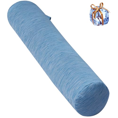 Taibest 抱き枕 円筒型ひんやり 接触冷感 120x20cm 円柱クッション おしゃれなロングクッション だきまくら 大きいサイズ 男女兼用 横向き寝 妊婦 人気プレゼント ぬいぐるみ ふわふわハグーピロ 取り外しカバー付き(冷感ブルー)