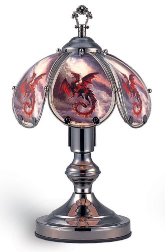 OK Lighting14" Touch Lamp with Red Dragon