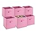 Foldable Cube Storage Bins - 6 Pack - These Decorative Fabric Storage Cubes are Collapsible and Great Organizer for Shelf, Closet or Underbed. Convenient for Clothes or Kids Toy Storage (Pink)