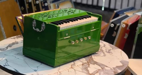 NamasteHimalayas Premium 2- Reed Mini Harmonium In Fresh Green Colour Standing Body (Non-Folding) Model 2.5-Octave Professional Model with Soothing Sound