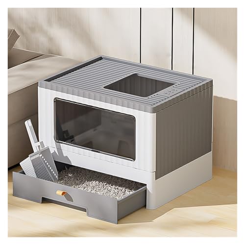 Caja de arena plegable con tapa para gato, entrada superior miniatura 1