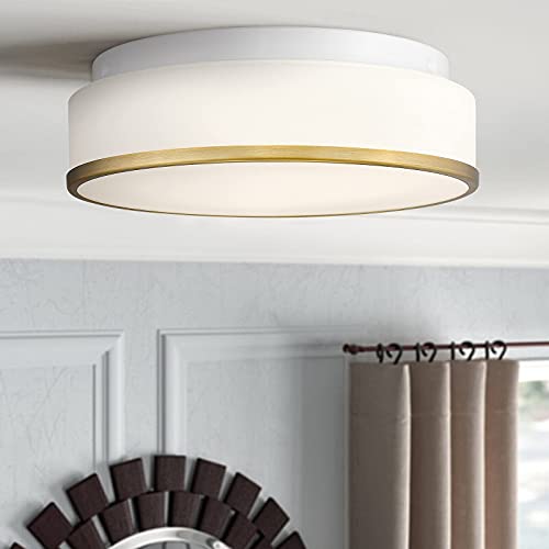 Autelo Modern Led Flush Mount Ceiling Light 12" 3000K Close To Ceiling Light Fixture With Frosted Glass Shade In Brass Finish For Living Room Hallway Bedroom C3127 Brz Led #TOP4