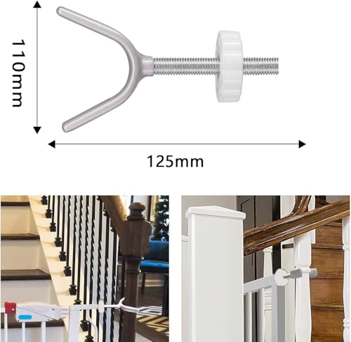 Y-förmiger Adapter Für Babygitter, Y Spindel zur Befestigung,Kindergitter and Treppengeländern,Erweiterung des Treppenschutzgitters,für Treppenschutzgitter für Babys und Haustiere (Weiß, 2 Stück)