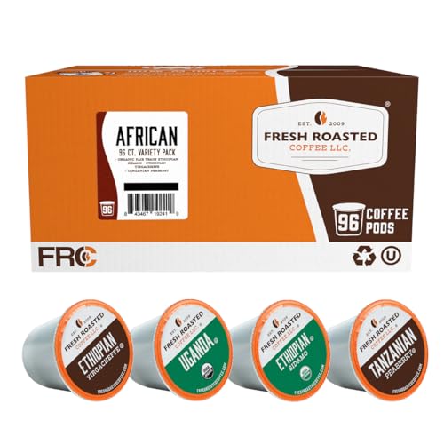 Fresh Roasted Coffee, African Variety Pack, K-Cup Compatible, 96 Pods