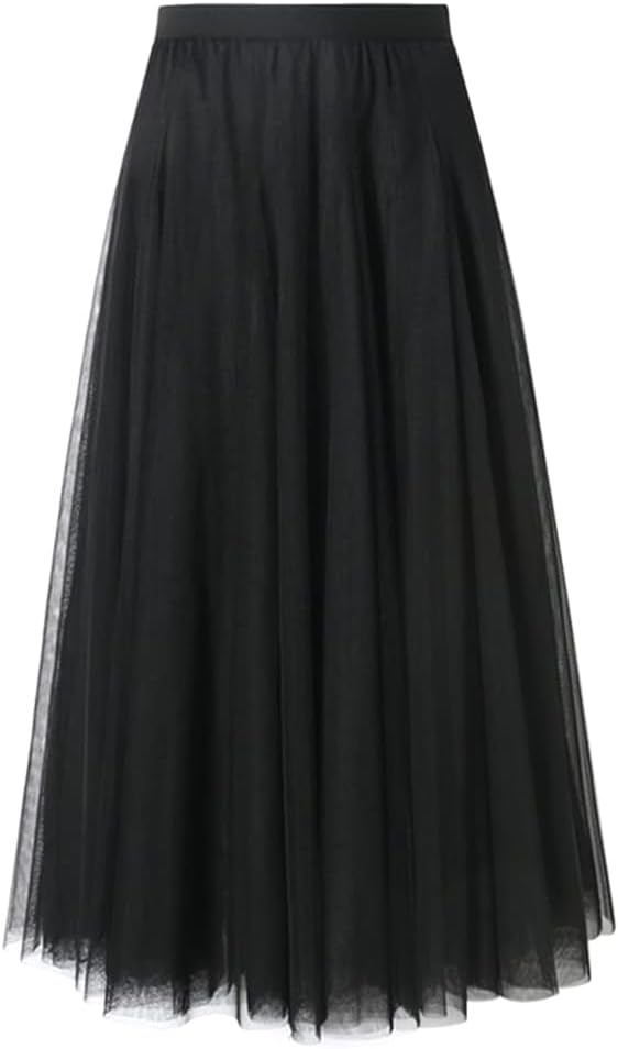 Shownicer Gonna Midi In Tulle Elasticizzata Vita Alta - A-Linea Chiffon Traspirante, Elegante E Casual - 2