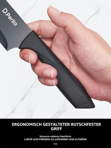 D.Perlla Messerblock Set, 7-tlg Scharf Edelstahl Messerblock mit Messer, Ergonomischer und Rutschfester Griff… – Ansicht 5