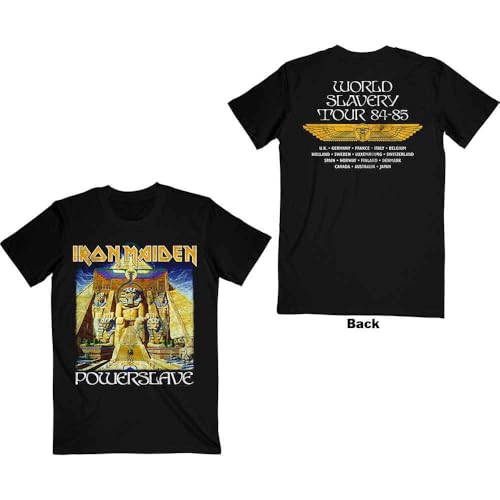 Iron Maiden Powerslave World Slavery Tour Official Tee T-Shirt Mens Unisex (Medium) Black