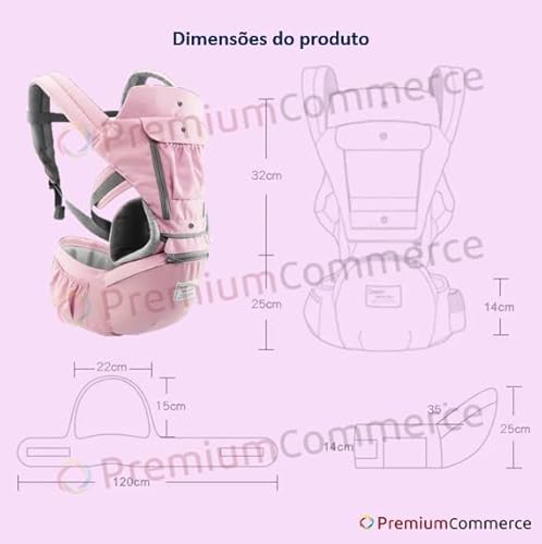 Bolsa canguru ergonômico bebê rosa mamãe 12 posições 3 em 1