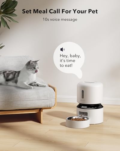 Image of PETLIBRO Automatic Cat Feeder - 3L Programmable Pet Food Dispenser with Freshness Preservation, Timed Portion Control, Voice Meal Call & Dual Power Supply, Healthy Feeding for Cats & Small Dogs White