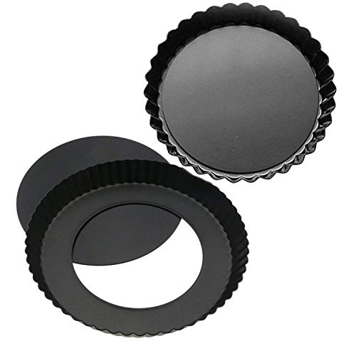 MJ Kitchen 2 Pack 8.8 Inch Tart Pan with Removable Bottom, Pie Pan, Quiche Pan with Removable Base, Non-Stick Tart Pie Quiche Baking Dish