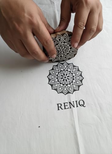 Image of RENIQ Wooden Printing Block for Fabric & DIY Craft | Handcrafted Indian Design Stamp for Textile, Pottery, Mehndi & Home Decor (Multicolor1)