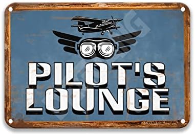 Attention Pilot's Lounge Sign Poster Tin Sign Vintage Decor Cardinal Decorations For Home Wall Decor Living Room 8X12 Metal Sign