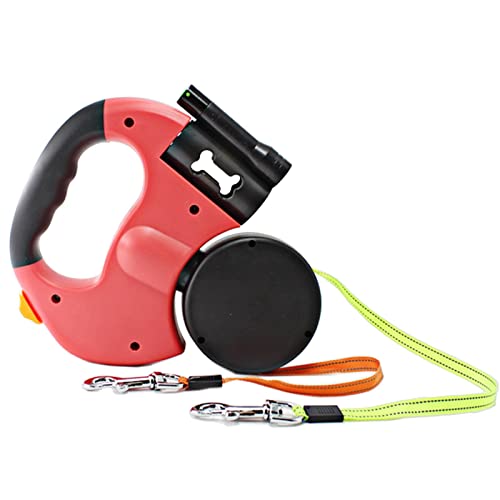 Image of bnf Double Retractable Dog Leash with Garbage Bag Box for Small Medium Dogs Red|Pet Supplies|Dog Supplies|Leashes & Head Collars