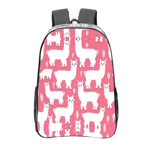 Sac à dos transparent alpaga flama en PVC avec bretelles robustes pour écolier