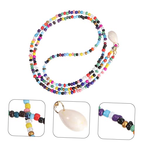 Galpada 1Pc Rice Bead Necklace Ladies Necklaces Crystal Choker Trendy Necklace Shell Pendant Necklace Jewelry Accessory Bead Chain Necklace Bohemian Style Necklace Creative Necklace Beads #TOP2